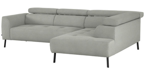 ECKSOFA in Chenille Alabasterfarben 280/205 cm - Alabasterfarben/Schwarz, Design, Textil/Metall (280/205cm) - Xora