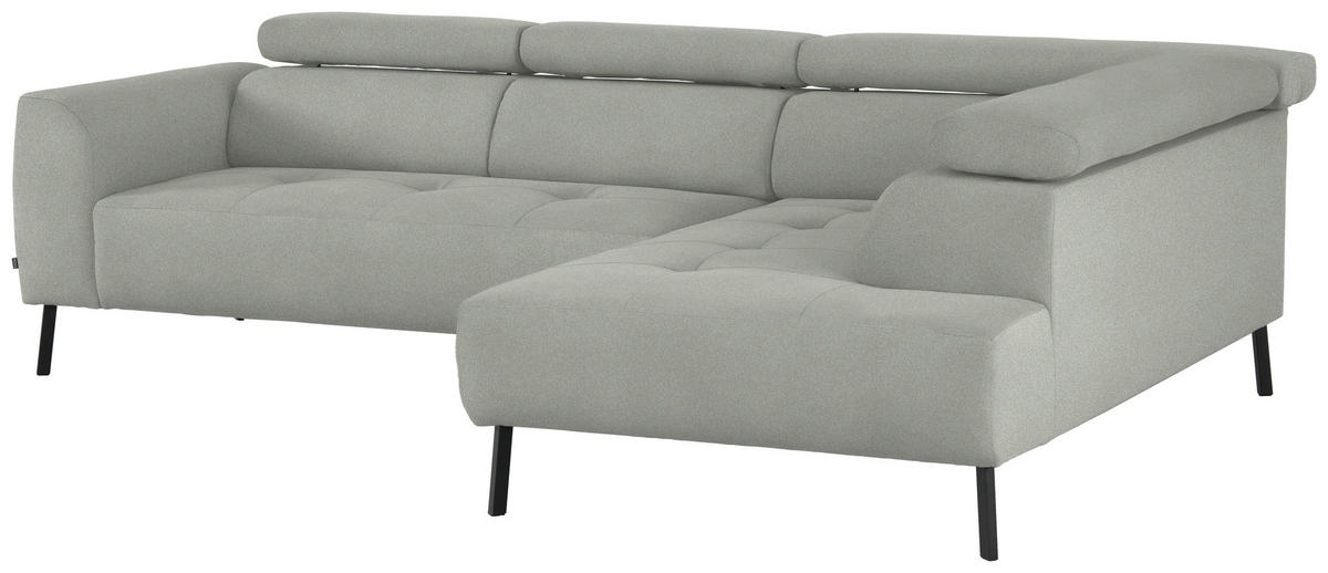 ECKSOFA in Chenille Alabasterfarben  280/205 cm  - Alabasterfarben/Schwarz, Design, Textil/Metall (280/205cm) - Xora