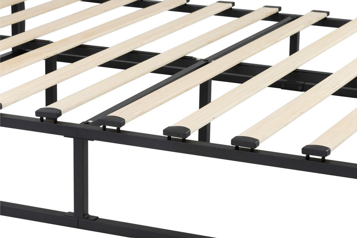 METALLBETT 140/200 cm  in Naturfarben, Schwarz  - Schwarz/Naturfarben, Basics, Holz/Metall (140/200cm) - Boxxx