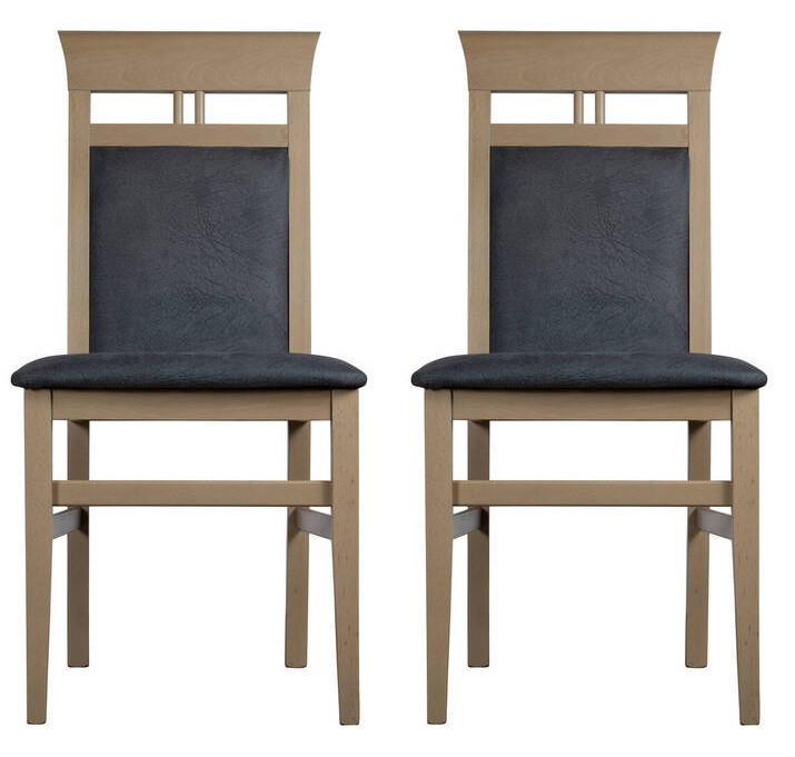 STUHL-SET 2 Stück in Mikrofaser Holz, Textil - Eiche Artisan/Grau, KONVENTIONELL, Holz/Textil (44/92/47cm) - MID.YOU