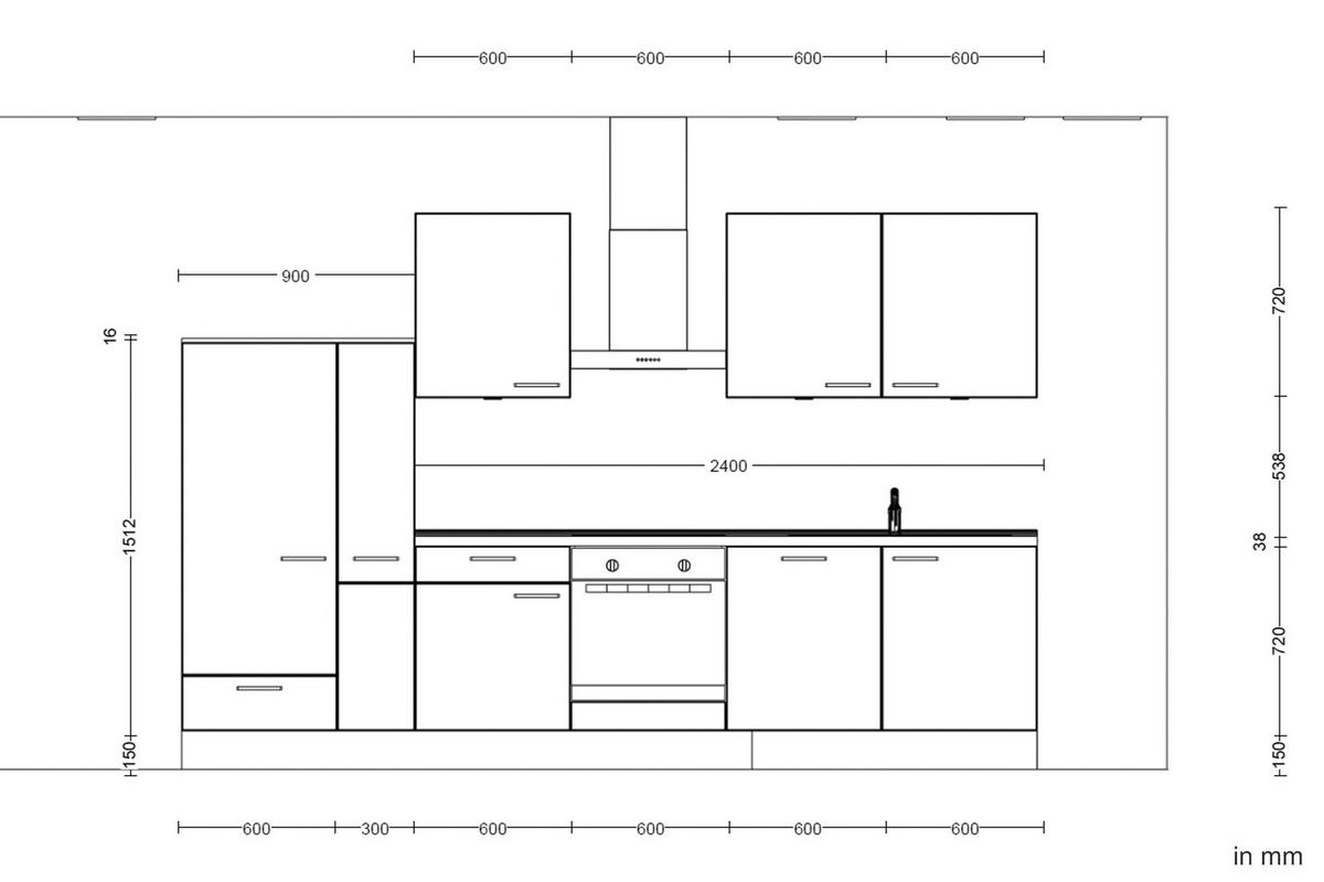 KÜCHENBLOCK 330 cm   in Eichefarben, Schieferfarben  - Schieferfarben/Eichefarben, MODERN, Holzwerkstoff/Metall (330cm) - Nobilia