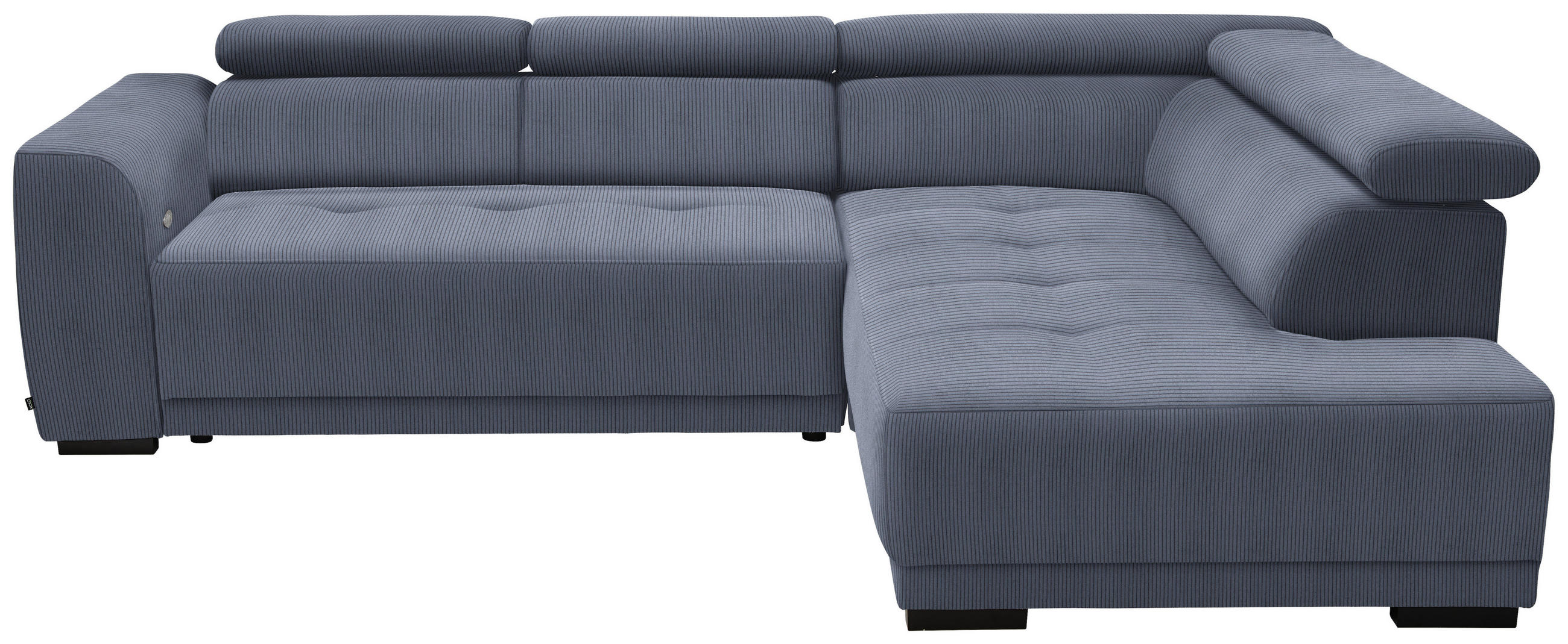 ECKSOFA  in Feincord Blaugrau  284/205 cm  - Blaugrau/Schwarz, Design, Kunststoff/Textil (284/205cm) - Xora