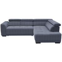 ECKSOFA  in Feincord Blaugrau  284/205 cm  - Blaugrau/Schwarz, Design, Kunststoff/Textil (284/205cm) - Xora