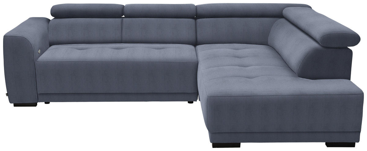 ECKSOFA  in Feincord Blaugrau  284/205 cm  - Blaugrau/Schwarz, Design, Kunststoff/Textil (284/205cm) - Xora