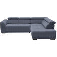 ECKSOFA in Feincord Blaugrau  284/205 cm  - Blaugrau/Schwarz, Design, Kunststoff/Textil (284/205cm) - Xora