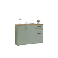 KOMMODE , 120/84/35 cm, 2 Schublade(n)  - Eichefarben/Salbeigrün, Design, Holzwerkstoff/Kunststoff (120/84/35cm) - MID.YOU