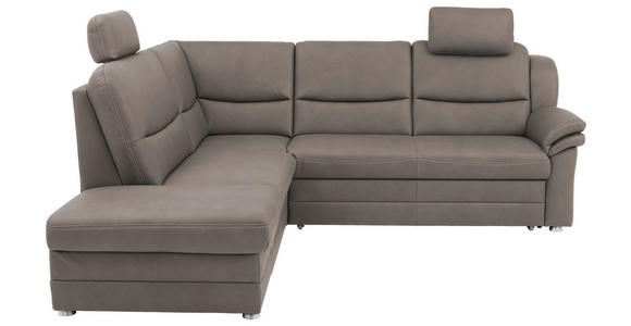 ECKSOFA Grau Mikrofaser - Beige/Alufarben, KONVENTIONELL, Textil/Metall (219/239cm) - Carryhome