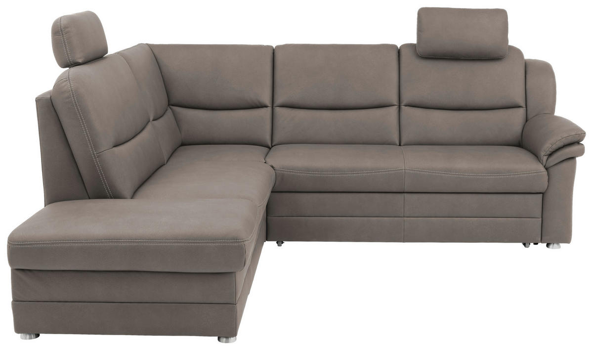 ECKSOFA in Mikrofaser Grau  - Beige/Alufarben, Konventionell, Textil/Metall (219/239cm) - Carryhome