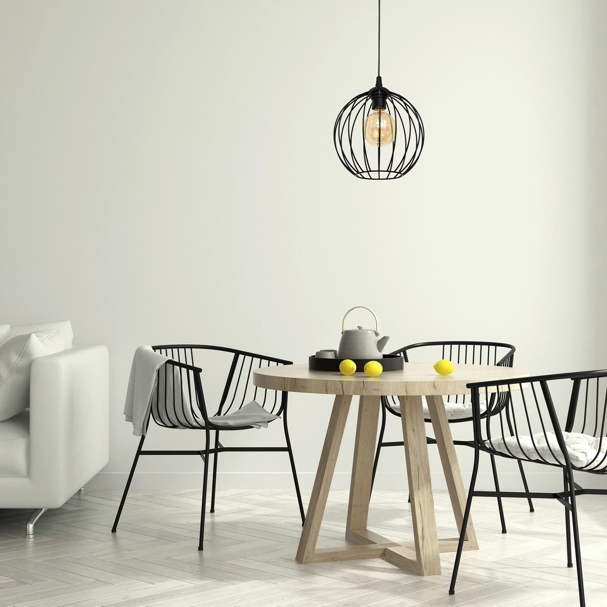 HÄNGELEUCHTE MERCURE 23/23/93 cm   - Schwarz, KONVENTIONELL, Metall (23/23/93cm)