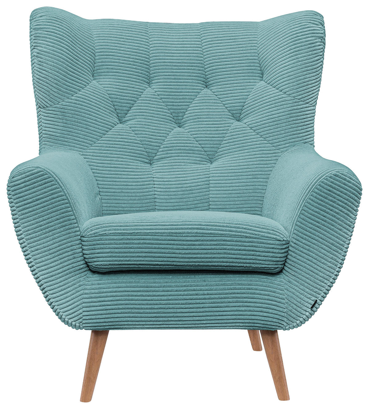 SESSEL in Cord Türkis  - Türkis/Eichefarben, Design, Holz/Textil (87/101/95cm) - Stylife