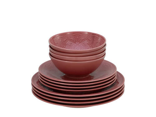 TAFELSERVICE Dunkelrosa 12-teilig  - Dunkelrosa, Trend, Keramik - Creatable