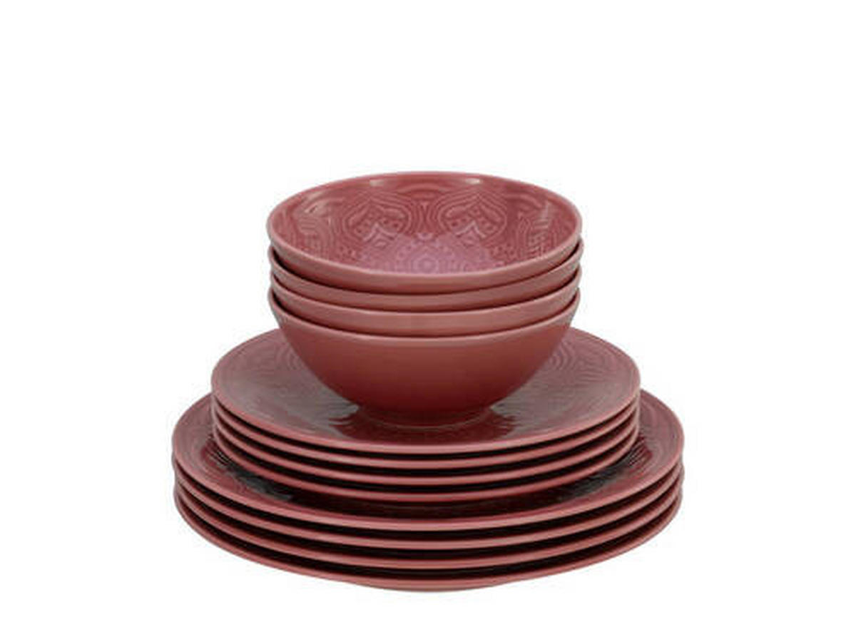 JEDÁLENSKÝ SERVIS, porcelán - tmavoružová, Trend, keramika - Creatable