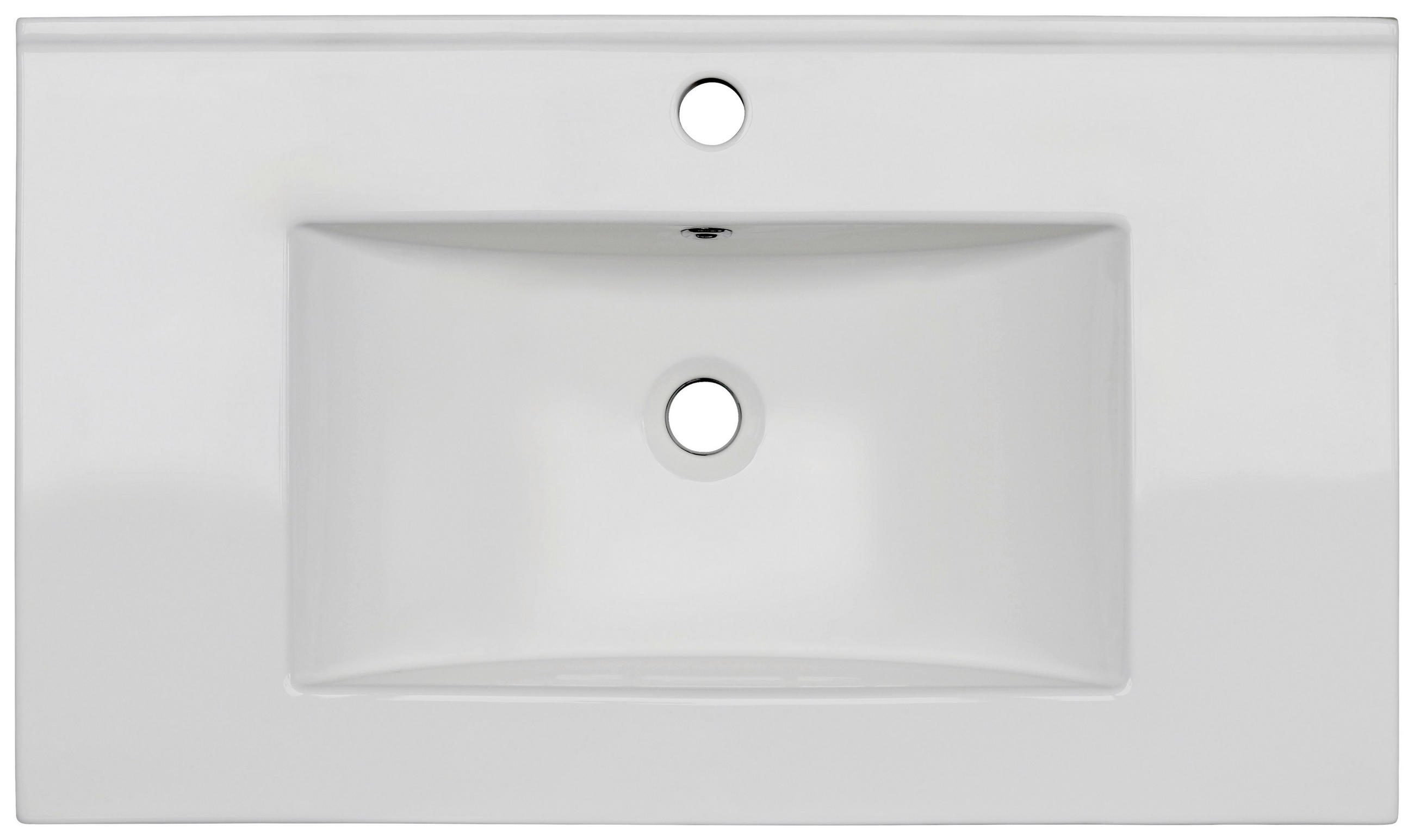 WASCHBECKEN 81/17/47 cm - Weiß, Basics, Keramik (81/17/47cm) - Linea Natura