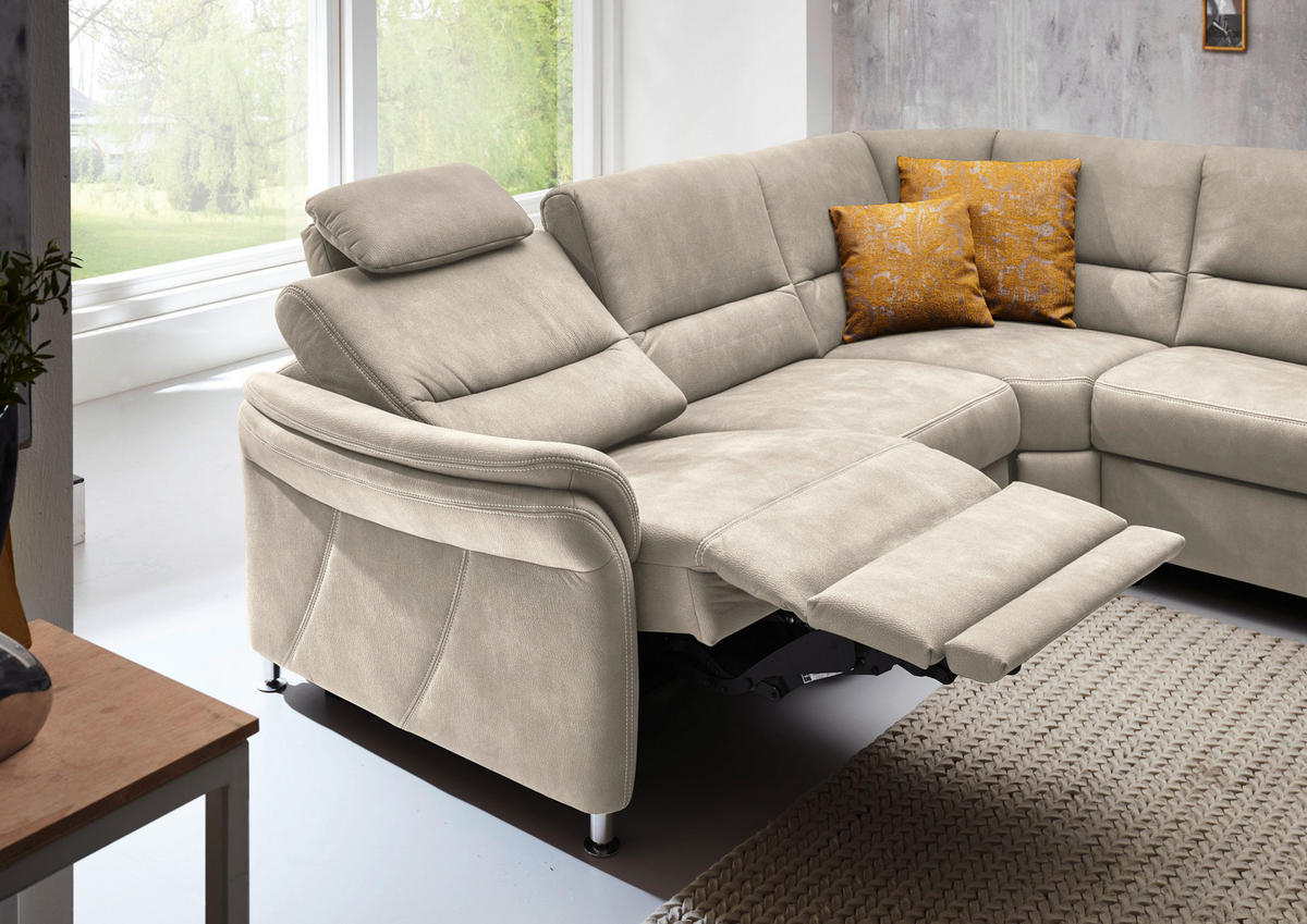 SOFFA i mikrofiber naturfärgad  - aluminiumfärg/naturfärgad, Klassisk, metall/textil (262/335/173cm) - Beldomo System