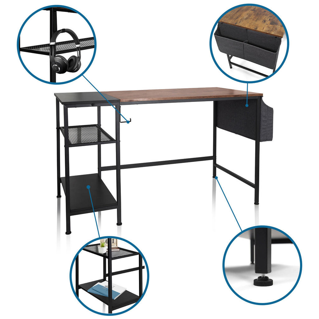 Thumbnail - Mid.you Schreibtisch, Braun, Schwarz, Holzwerkstoff, rechteckig, eckig, 60x76x120 cm, Stauraum, Regal, Arbeitszimmer, Sc...