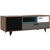 KOMODA POD TELEVIZI, šedá, zelená, černá, bílá, barvy dubu, 155/54/52 cm - šedá/bílá, Design, kompozitní dřevo/plast (155/54/52cm) - Carryhome