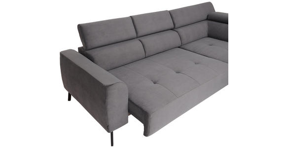 ECKSOFA in Feincord Anthrazit 280/205 cm - Anthrazit/Schwarz, Design, Textil/Metall (280/205cm) - Xora