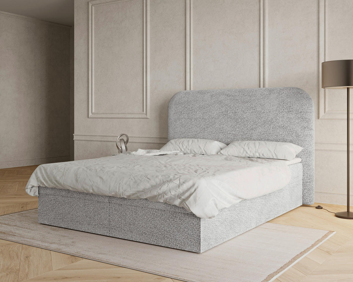 BOXBETT 140/200 cm,  in Grau, Bettkasten, Topper,  - Schwarz/Grau, MODERN, Holz/Kunststoff (140/200cm) - MID.YOU