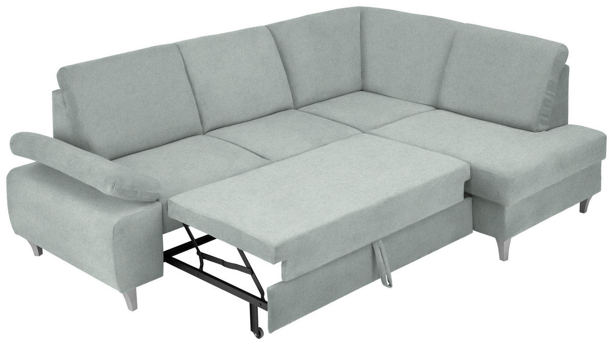 ECKSOFA in Flachgewebe Hellgrau  - Silberfarben/Hellgrau, Konventionell, Holz/Textil (255/186cm) - Cantus