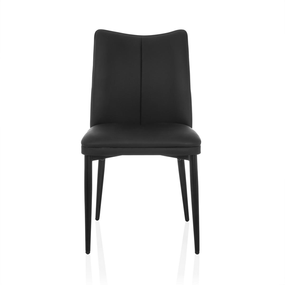 STUHL  in Lederlook Textil  - Schwarz, MODERN, Textil/Metall (47/87/61cm) - MID.YOU