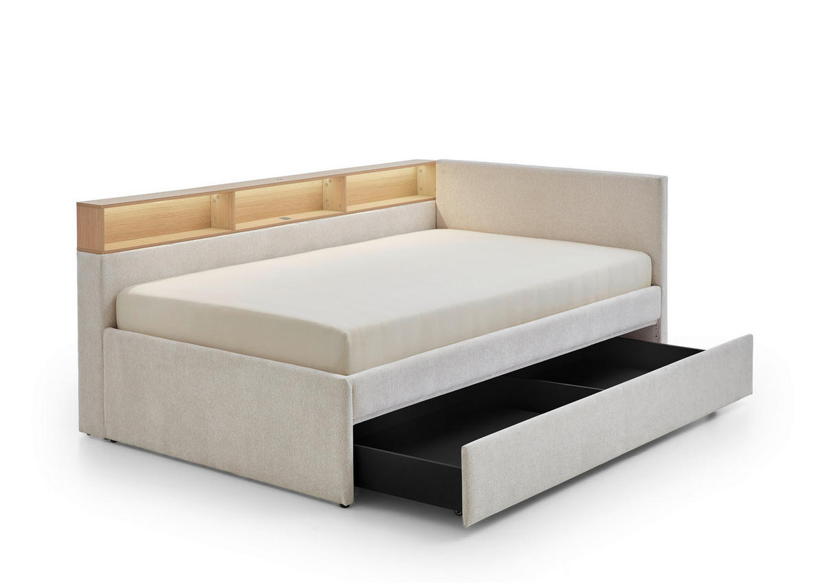 STAURAUMBETT 120/200 cm  in Eichefarben, Beige  - Eichefarben/Beige, MODERN, Holz/Holzwerkstoff (120/200cm) - Stylife