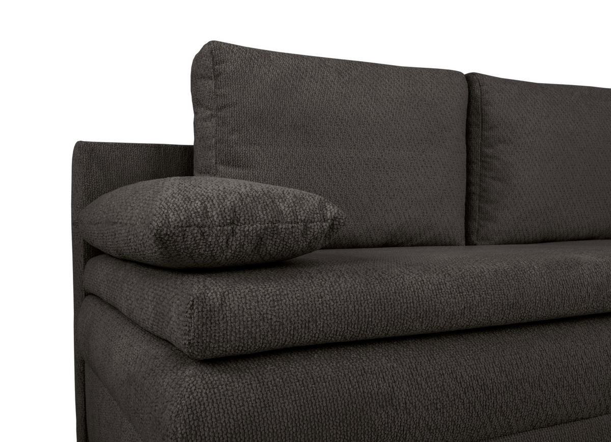 SCHLAFSOFA  mit Liegefunktion, Schlafen auf Sitzhöhe, Rücken echt Struktur Schwarz  - Schwarz, KONVENTIONELL, Kunststoff/Textil (195/93/83cm) - Carryhome
