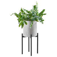 PFLANZENTOPF   - Schwarz/Grau, Design, Stein/Metall (13,5/36,5cm) - Ambia Home