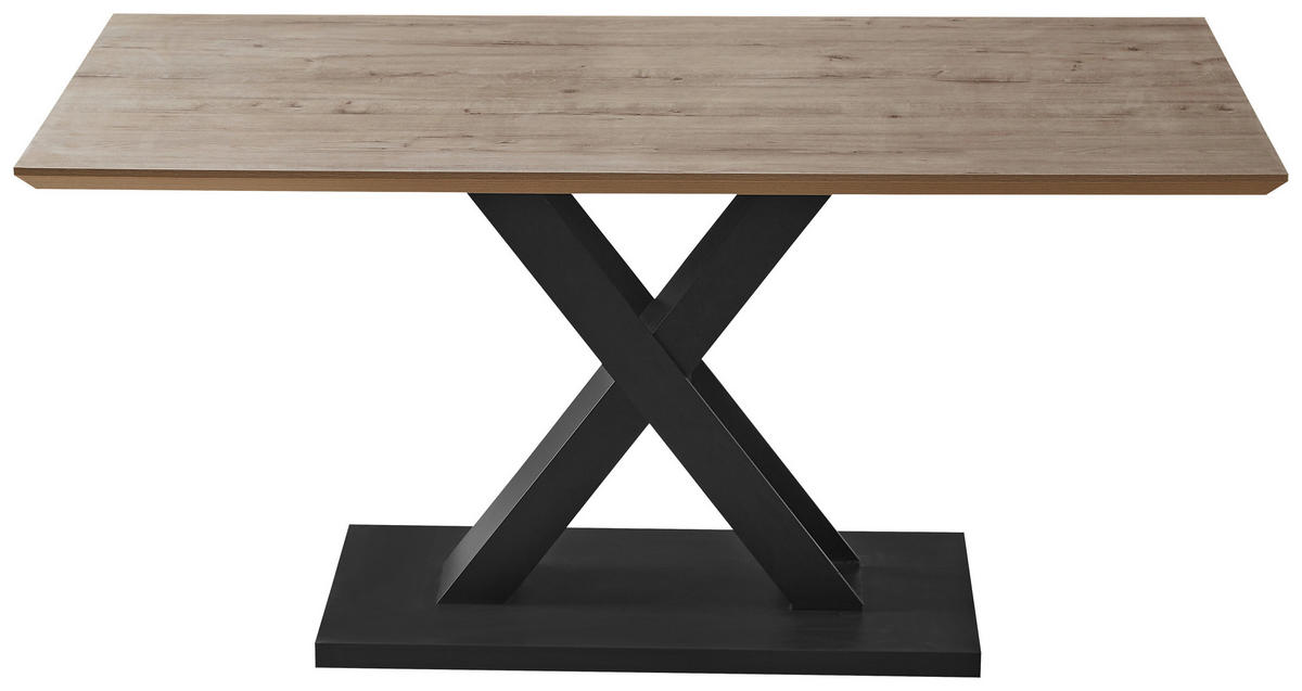 JEDILNA MIZA, črna, barve hrasta  - črna/barve hrasta, Moderno, kovina/leseni material (160/76/90cm) - Ti'me