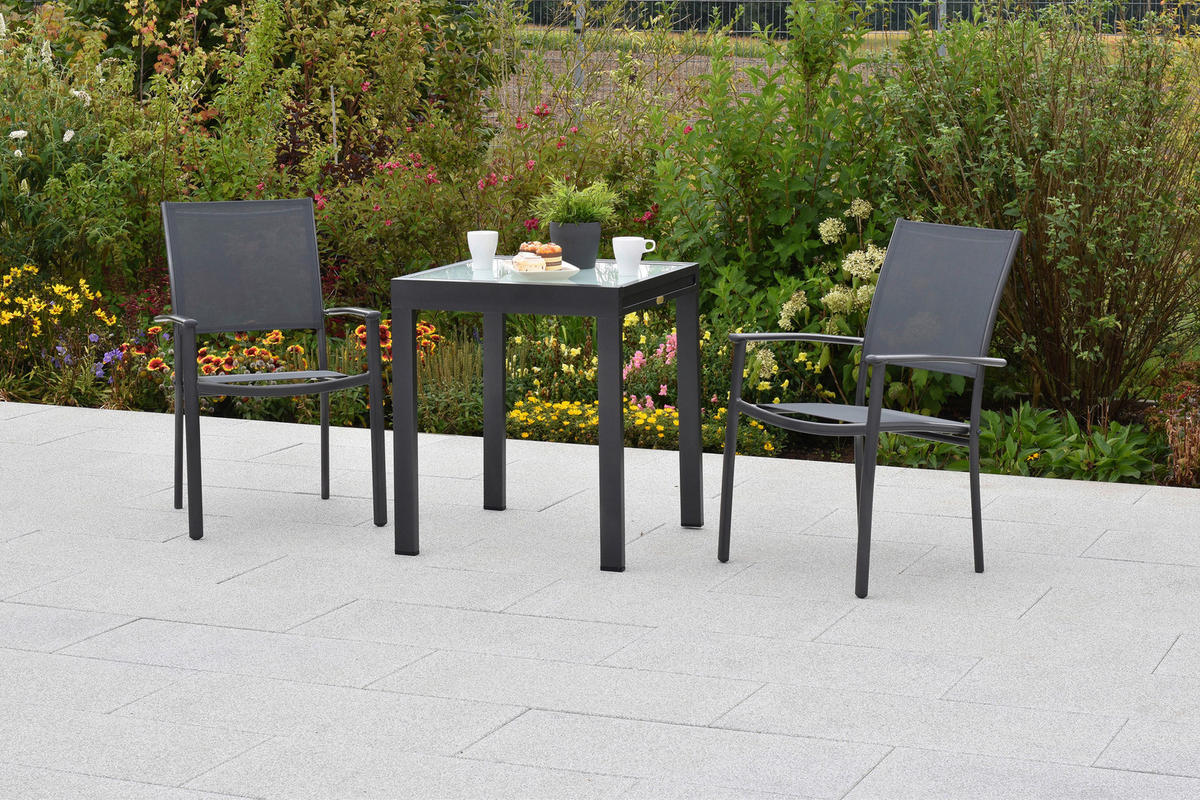GARTENSET Aluminium  - Graphitfarben/Grau, MODERN, Textil/Metall - Gardenson