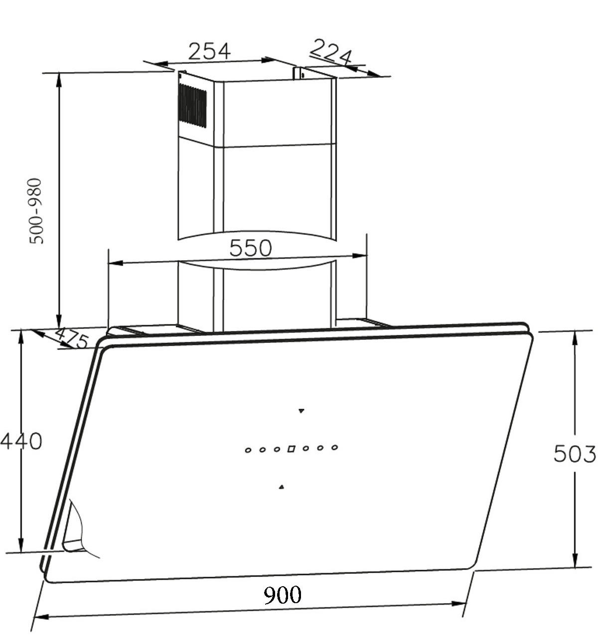 DUNSTABZUGSHAUBE 60280 mit Gestensteuerung  - Edelstahlfarben/Schwarz, Basics, Glas/Metall (90cm) - Mican