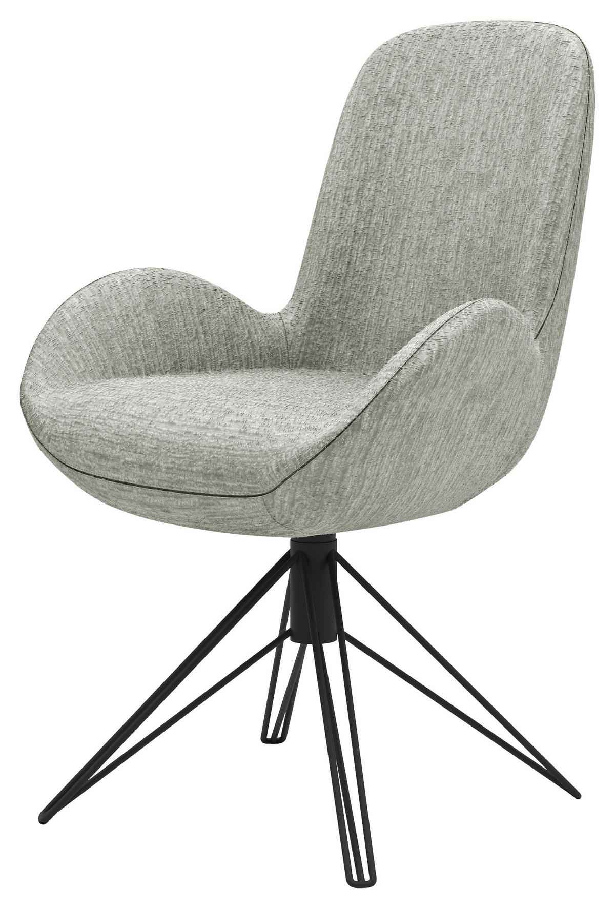 ARMLEHNSTUHL Chenille Grau  - Schwarz/Grau, Design, Textil/Metall (64/90/61cm) - Musterring