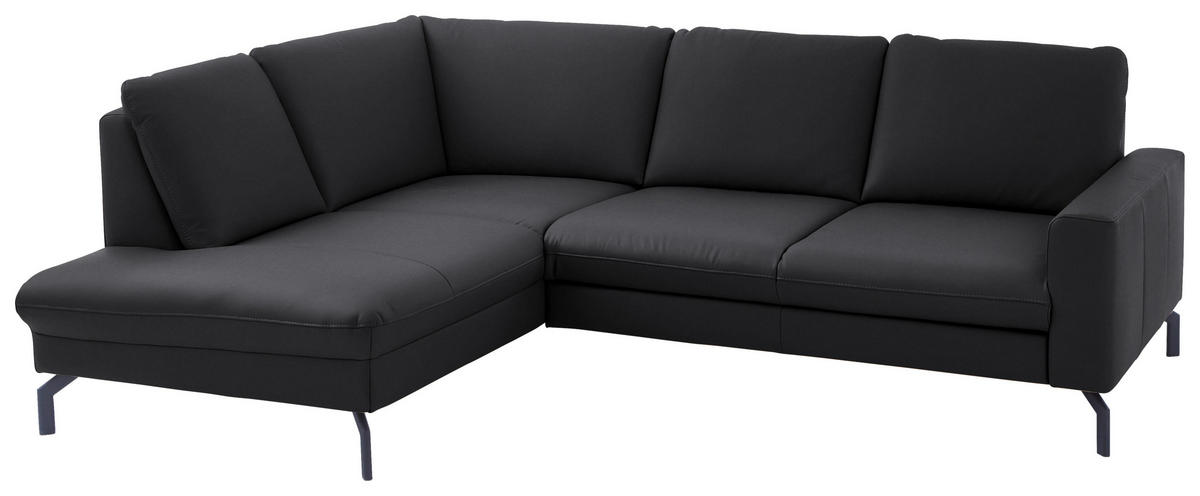 ECKSOFA in Echtleder Anthrazit  - Anthrazit/Schwarz, Design, Leder/Metall (194/250cm) - Beldomo Premium