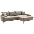 ECKSOFA  in Cord Taupe  280/173 cm  - Taupe/Schwarz, KONVENTIONELL, Textil/Metall (280/173cm) - Hom`in