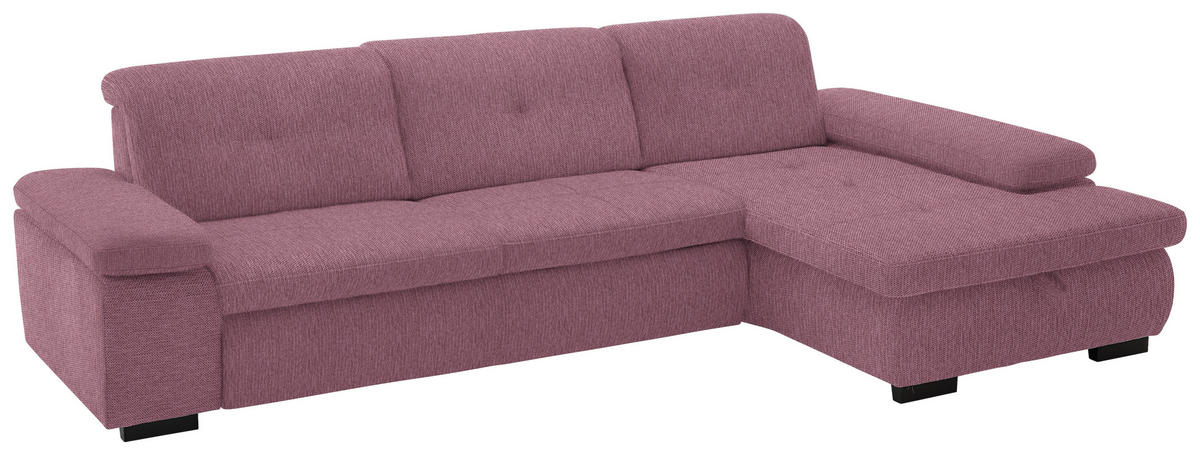 ECKSOFA in Flachgewebe Bordeaux  297/174 cm  - Bordeaux/Schwarz, Design, Textil/Metall (297/174cm) - Beldomo Style