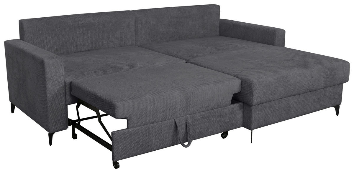 ECKSOFA Anthrazit Struktur  - Anthrazit/Schwarz, KONVENTIONELL, Textil/Metall (230/164cm) - Carryhome