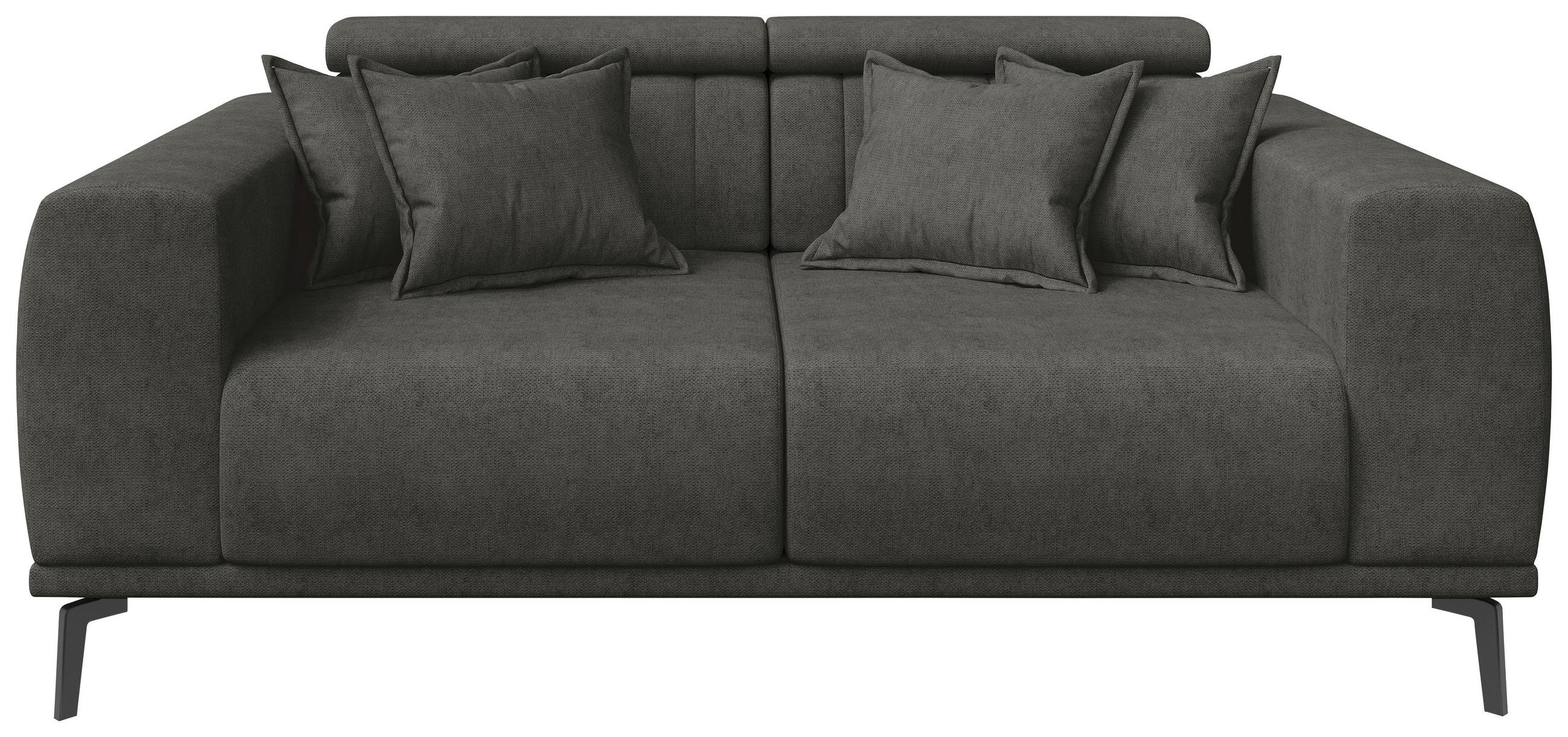 2-SITZER-SOFA  in Webstoff Dunkelgrau  - Dunkelgrau/Schwarz, KONVENTIONELL, Textil/Metall (200/80/113cm) - Carryhome