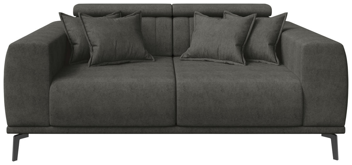 2-SITZER-SOFA  in Webstoff Dunkelgrau  - Dunkelgrau/Schwarz, KONVENTIONELL, Textil/Metall (200/80/113cm) - Carryhome
