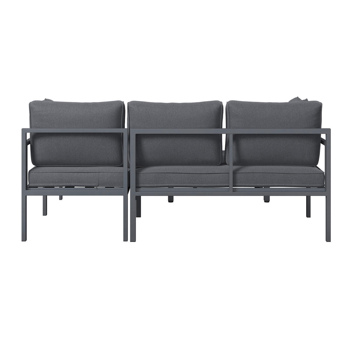LOUNGEGARNITUR 3-teilig   117/66/62 cm Eisen  - Dunkelgrau, MODERN, Textil/Metall (117/66/62cm) - Ambia Garden