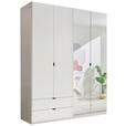 DREHTÜRENSCHRANK 180/225,5/57 cm 4-türig Weiß  - Schwarz/Weiß, KONVENTIONELL, Glas/Holzwerkstoff (180/225,5/57cm) - Xora