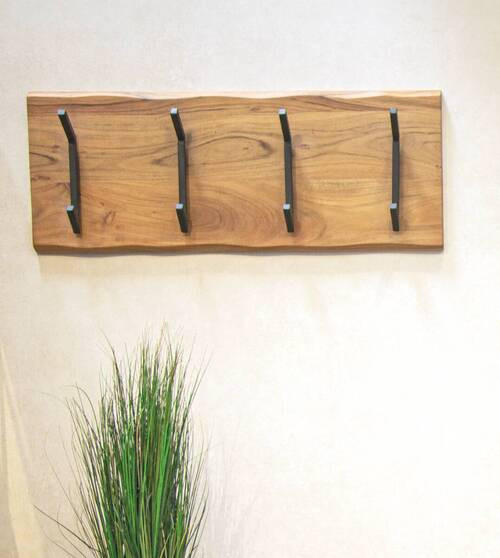 WANDGARDEROBE  in Akazie massiv Schwarz, Akaziefarben  - Schwarz/Akaziefarben, KONVENTIONELL, Holz/Metall (90/36/12cm)