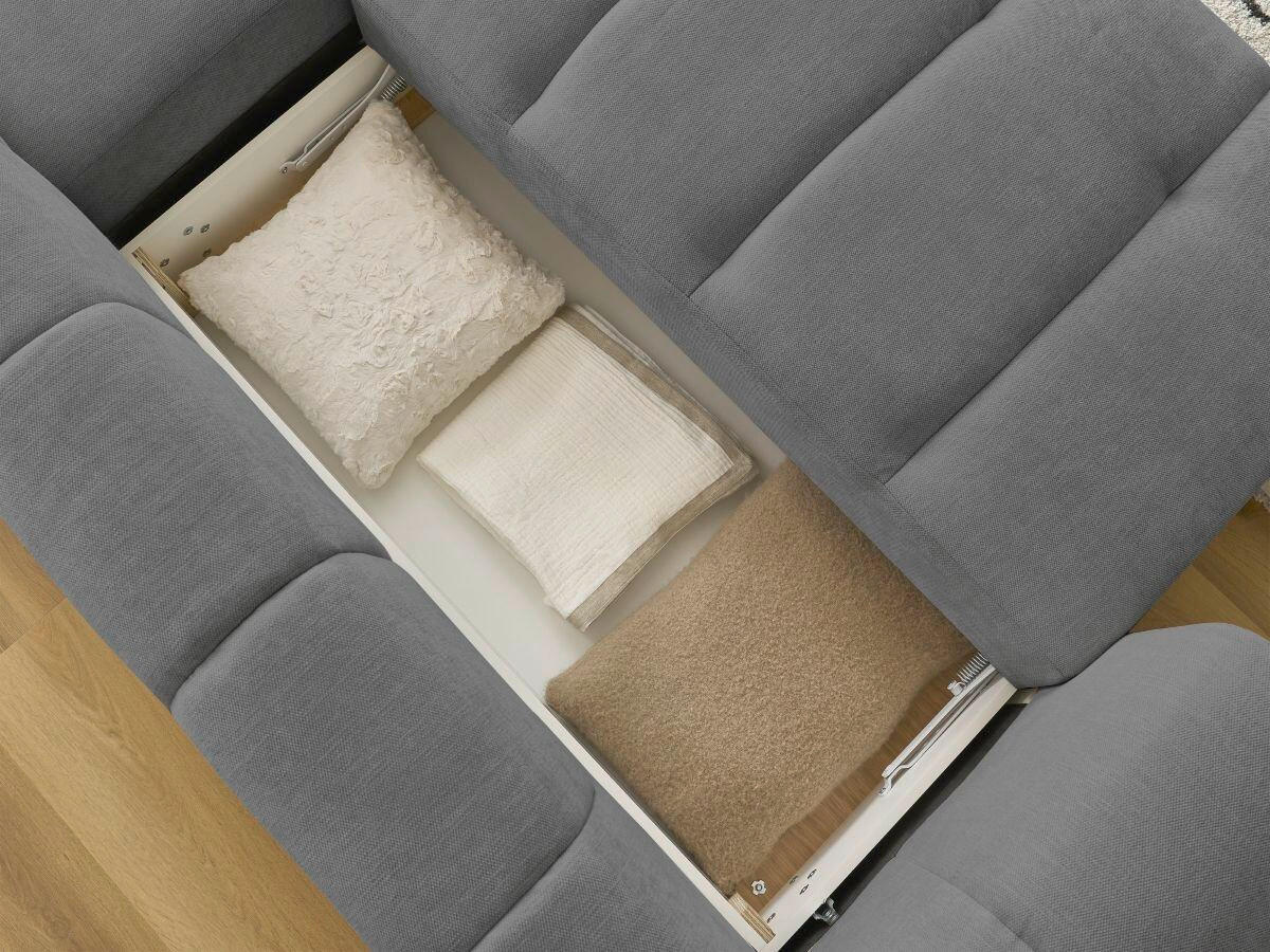 ECKSCHLAFSOFA FUJI Leinenoptik Dunkelgrau  inkl.  - Dunkelgrau/Schwarz, MODERN, Kunststoff/Textil (292/160cm)