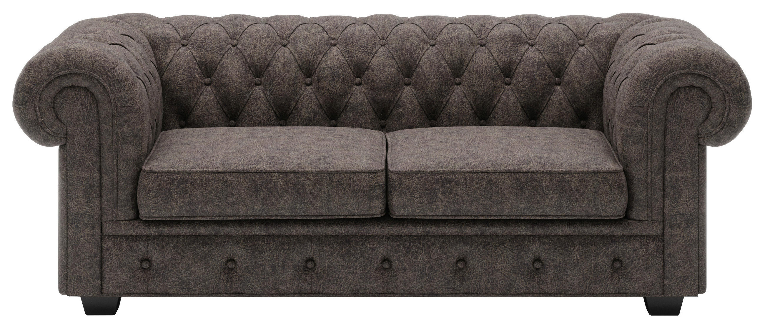 CHESTERFIELD-SOFA Dunkelbraun Echtleder  - Wengefarben/Dunkelbraun, LIFESTYLE, Leder/Holz (180/76,5/96cm) - Landscape