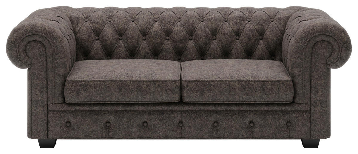CHESTERFIELD-SOFA in Echtleder Dunkelbraun  - Wengefarben/Dunkelbraun, Lifestyle, Leder/Holz (180/76,5/96cm) - Landscape