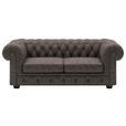 CHESTERFIELD-SOFA Dunkelbraun Echtleder  - Wengefarben/Dunkelbraun, LIFESTYLE, Leder/Holz (180/76,5/96cm) - Landscape