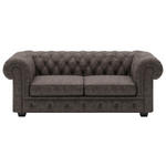 CHESTERFIELD-SOFA Dunkelbraun Echtleder  - Wengefarben/Dunkelbraun, LIFESTYLE, Leder/Holz (180/76,5/96cm) - Landscape