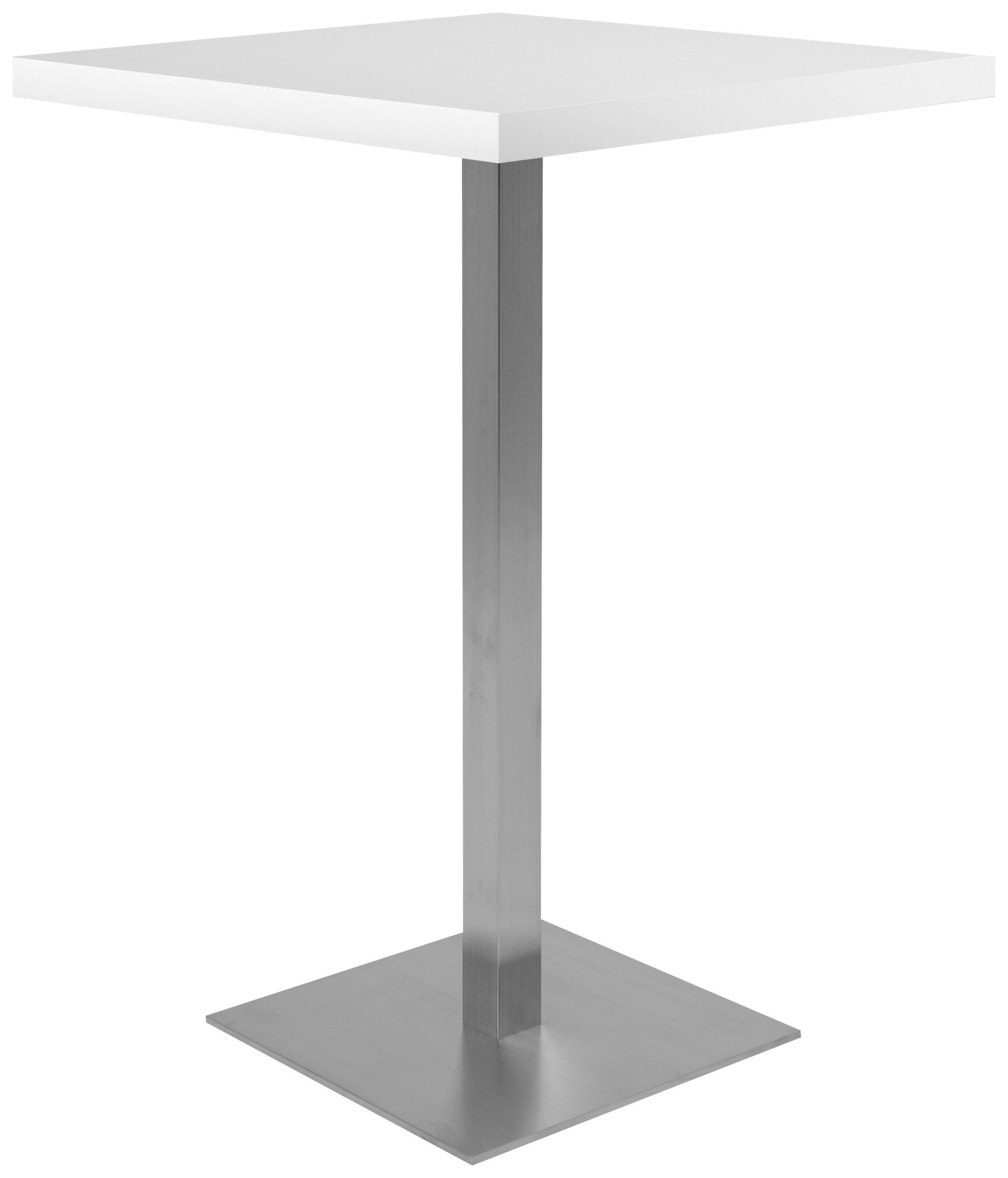 BARTISCH quadratisch Weiß, Edelstahlfarben  - Edelstahlfarben/Weiß, MODERN, Holzwerkstoff/Metall (70/70/105cm) - MID.YOU