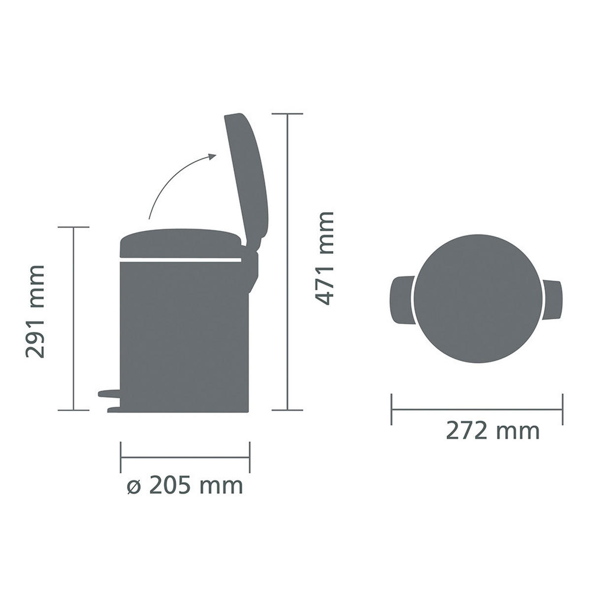 ABFALLEIMER 5 l  Metall  - Schwarz, Basics, Kunststoff/Metall (20.5/29.1/27.2cm) - Brabantia