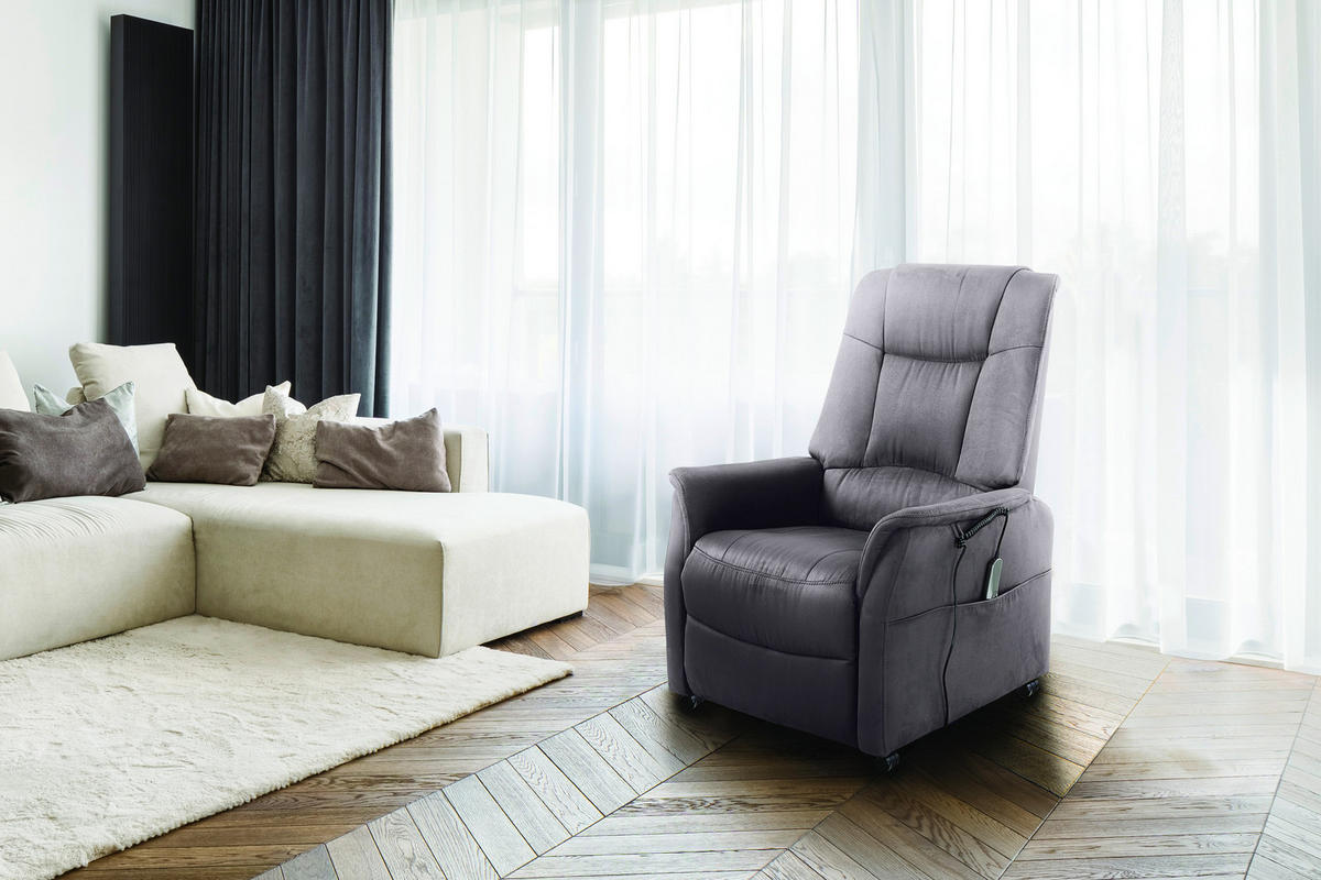 TELEVIZNÍ KŘESLO, dřevo, kov, textil, antracitová - černá/antracitová, Konvenční, kov/dřevo (77/109-85/87-158cm) - Cantus