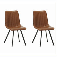 STUHL-SET 2 Stück  Mikrofaser  Cognac  - Cognac/Schwarz, MODERN, Textil/Metall (45,5/89,5/60cm) - MID.YOU