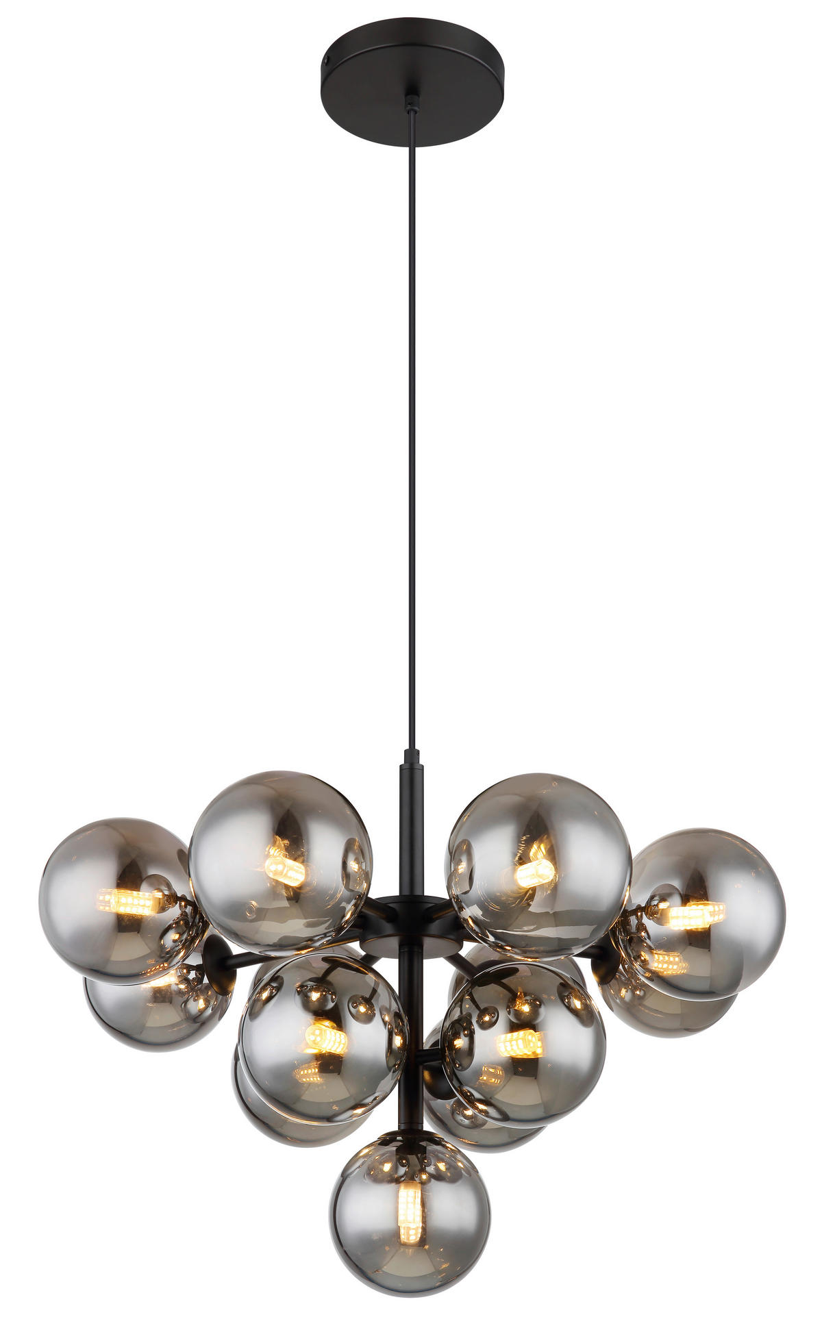 HÄNGELEUCHTE 56/120 cm    - Schwarz, Design, Glas/Metall (56/120cm) - Globo